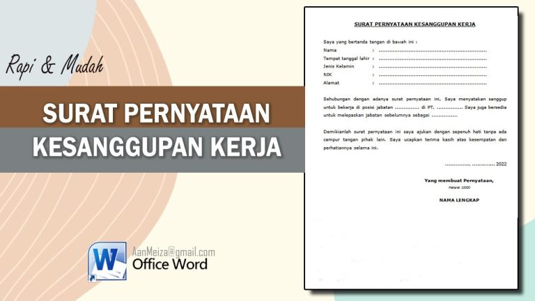 Cara Membuat Surat Pernyataan Kesanggupan Kerja dan Contohnya